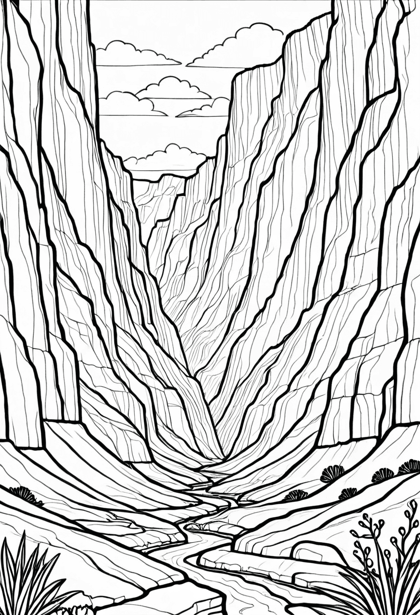 Desert Canyon Exploration — free printable coloring page to download and print