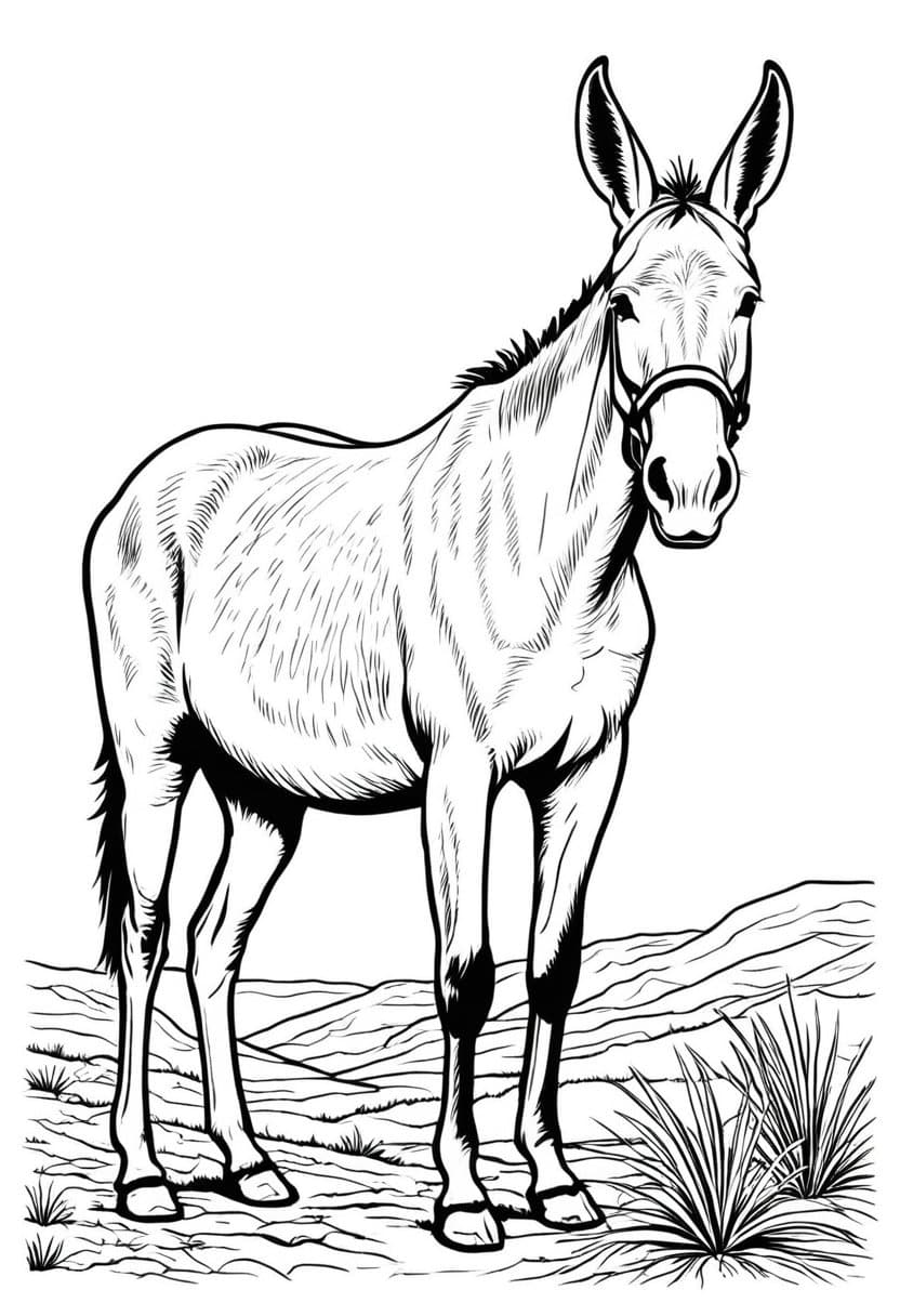 Desert Donkey — free printable coloring page to download and print