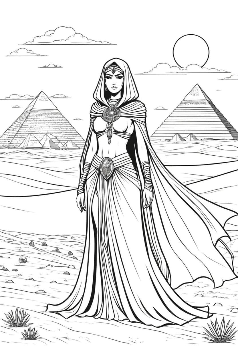 Desert Enchantress — free printable coloring page to download and print