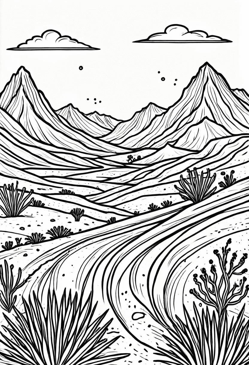 Desert Exploration — free printable coloring page to download and print
