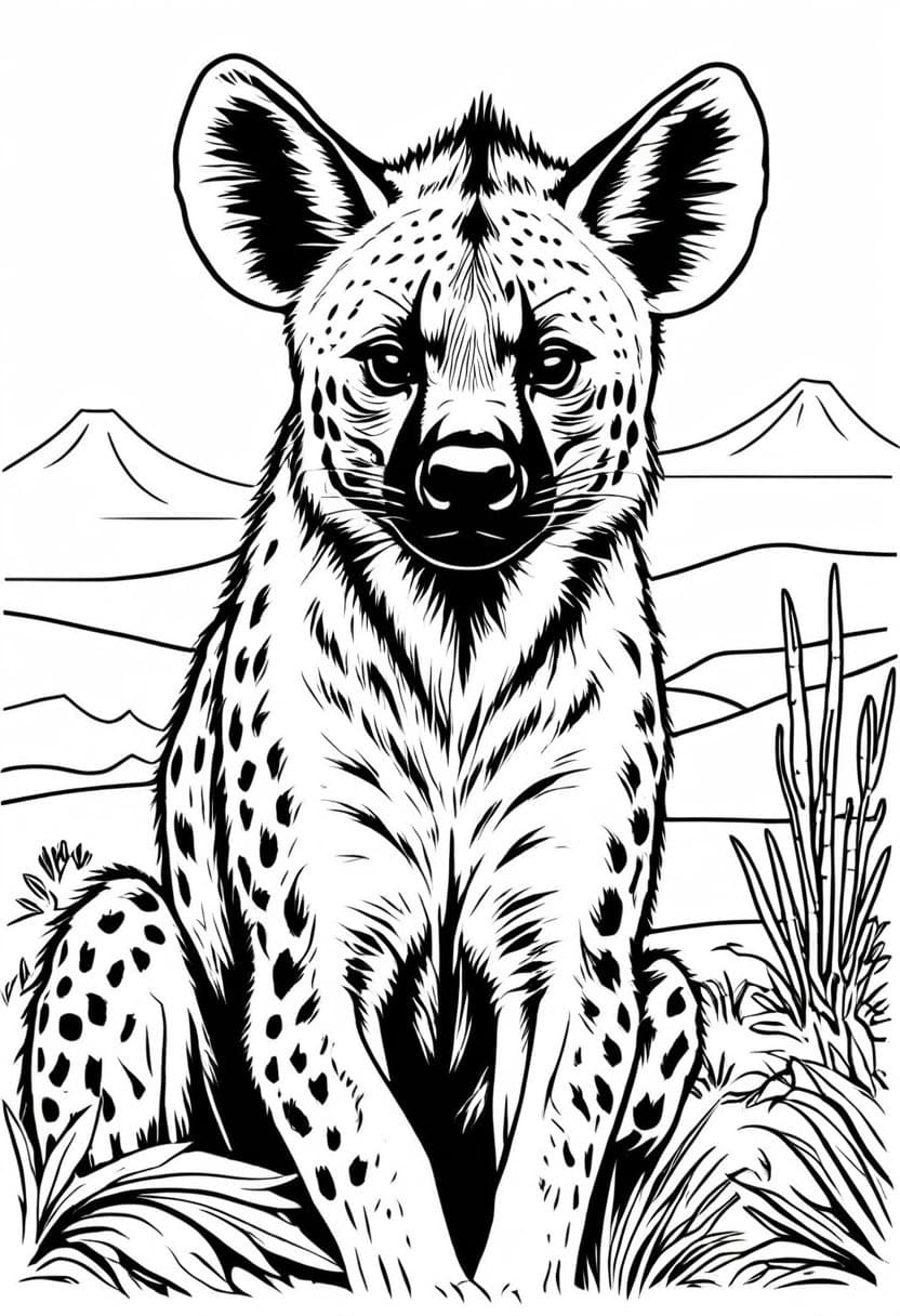 Desert Hyena Charm — free printable coloring page to download and print