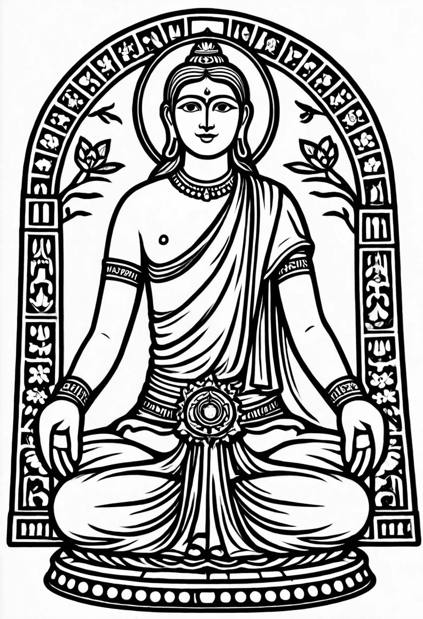 Divine Meditation — free printable coloring page to download and print