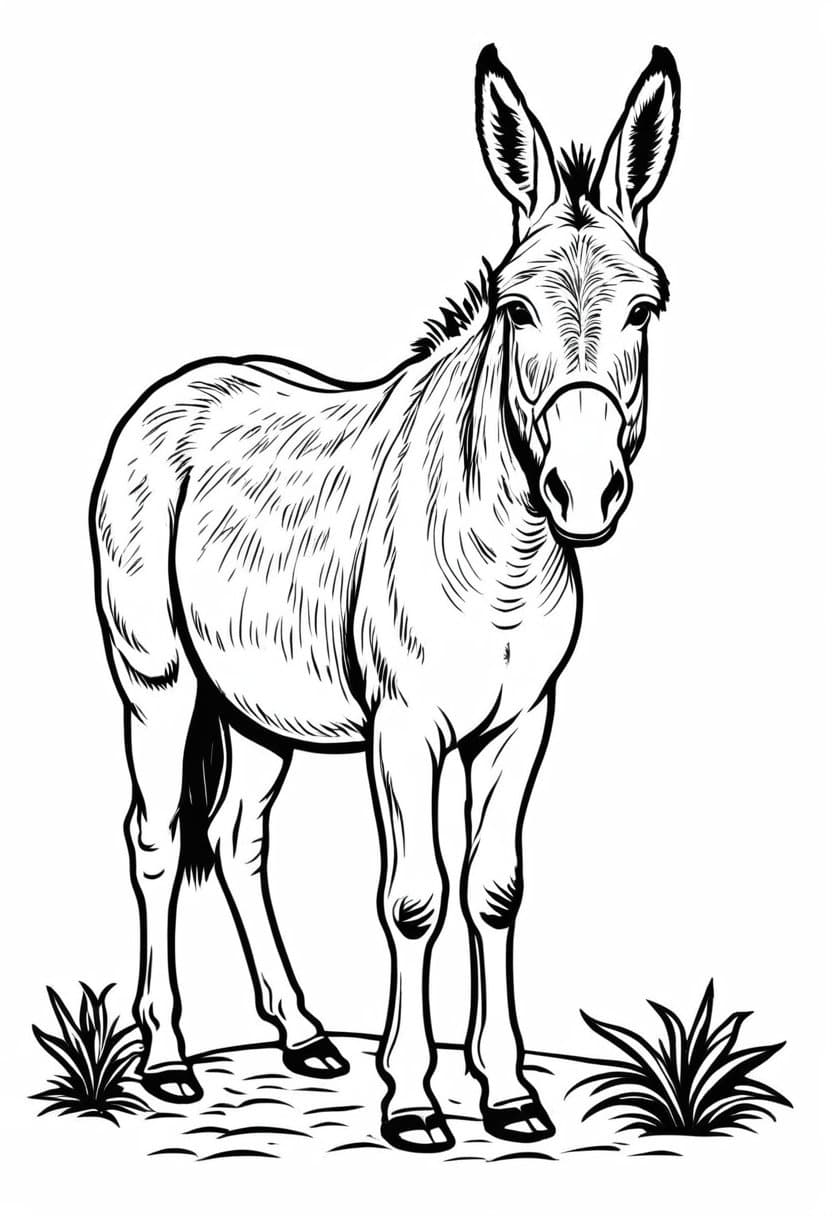 Donkey Picture — free printable coloring page to download and print
