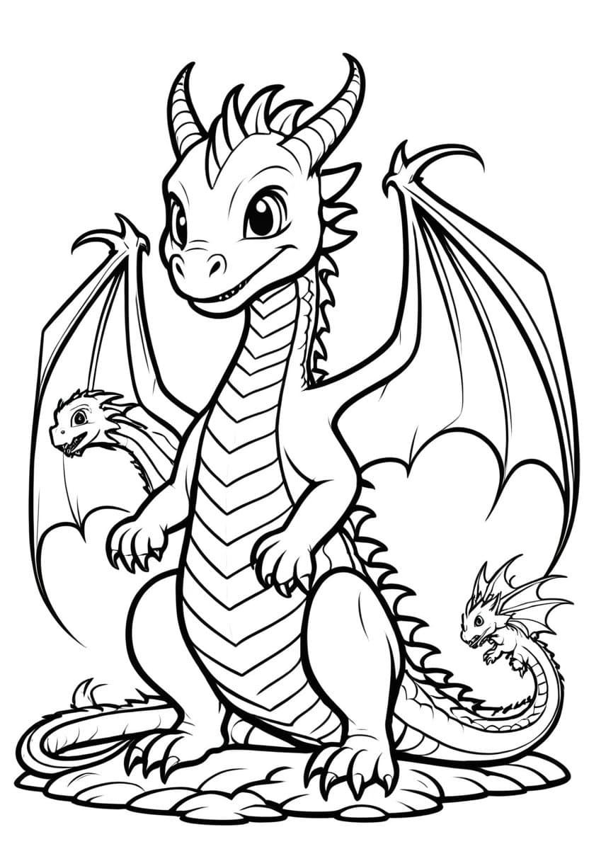 Dragon Flight School — free printable coloring page to download and print