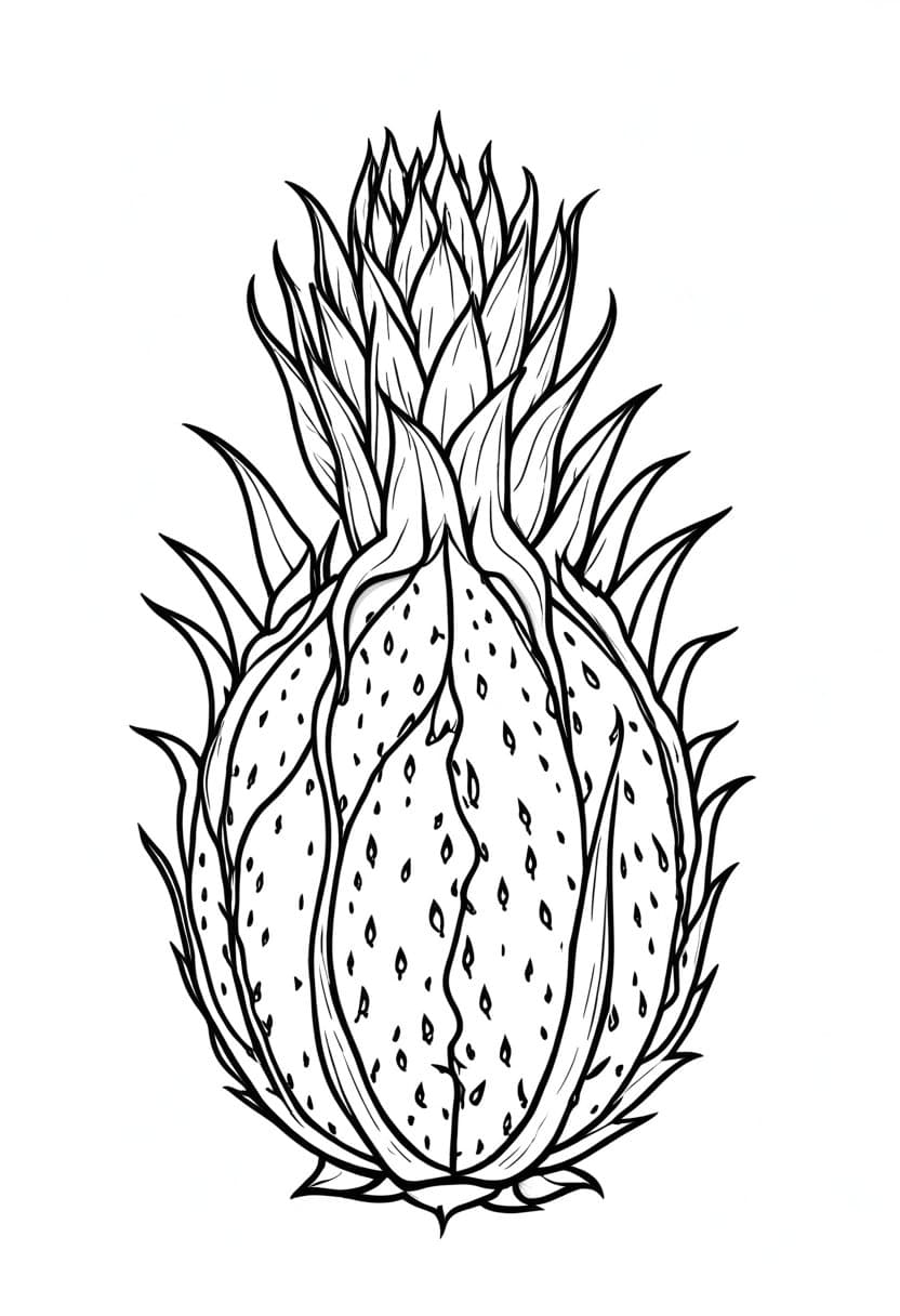 Dragon Fruit — free printable coloring page to download and print
