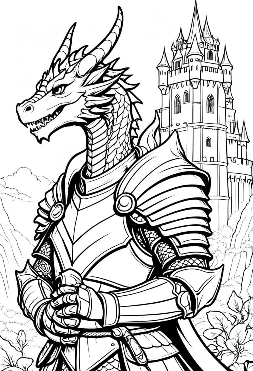 Dragon Knight Armor — free printable coloring page to download and print