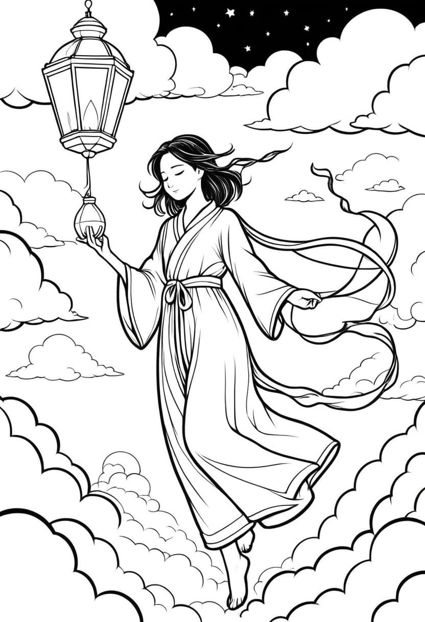 Dreamwalkers Night Sky Adventure — free printable coloring page to download and print