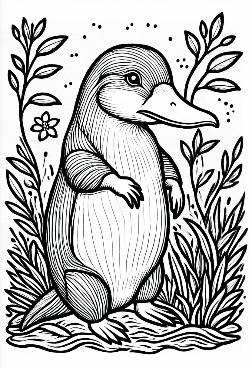 Duck in a Field — free printable coloring page to download and print
