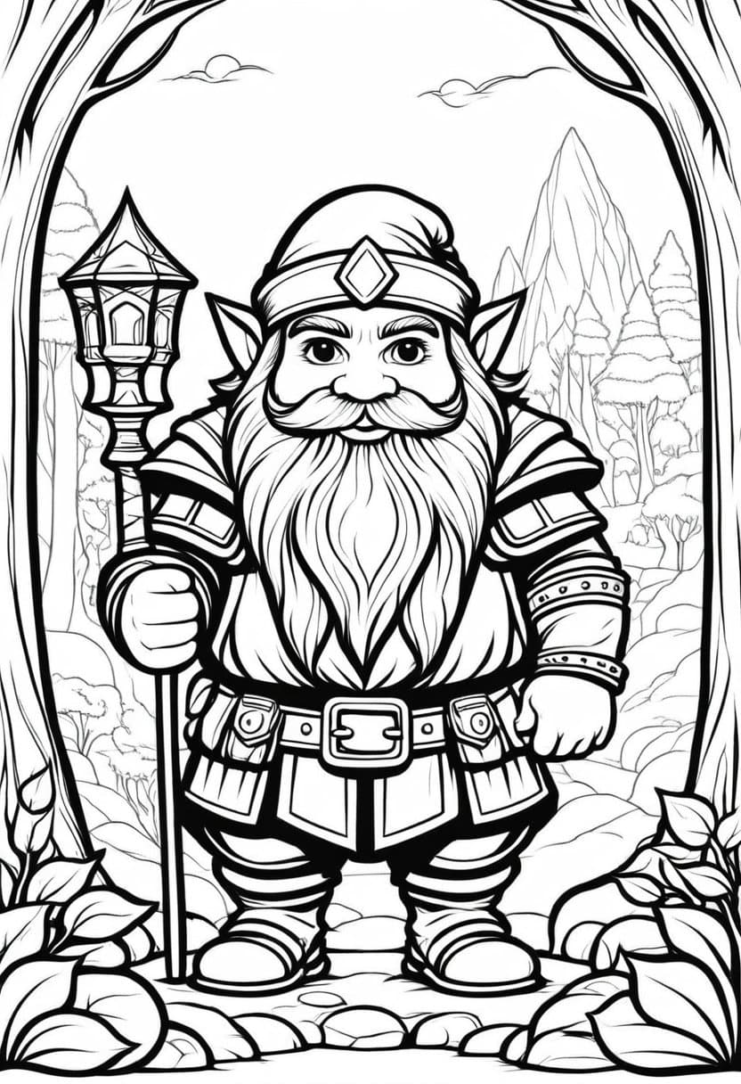 Dwarf Fantasy — free printable coloring page to download and print
