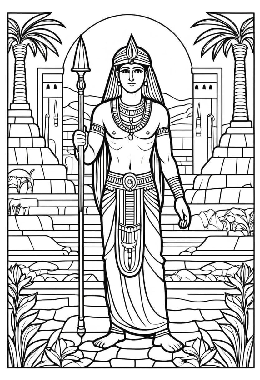 Egyptian Pharaoh — free printable coloring page to download and print