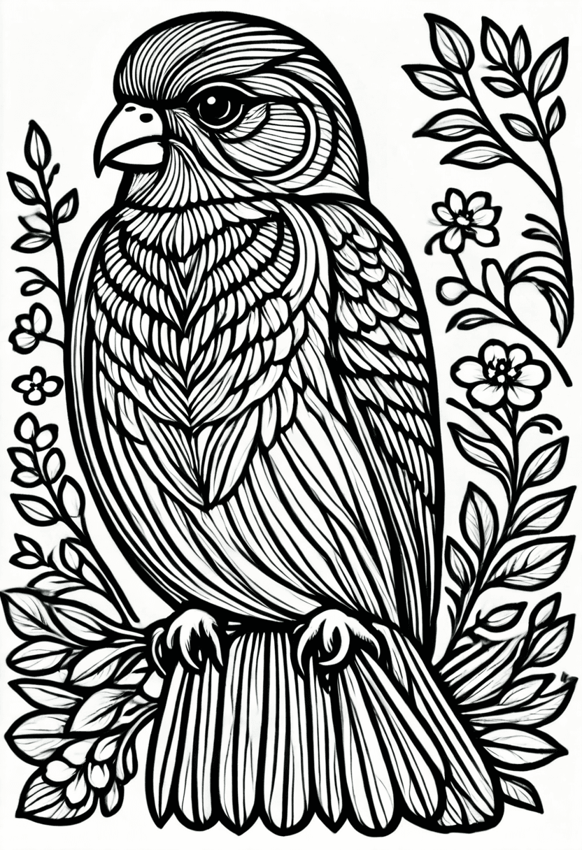 Elegant Bird for Website — free printable coloring page to download and print