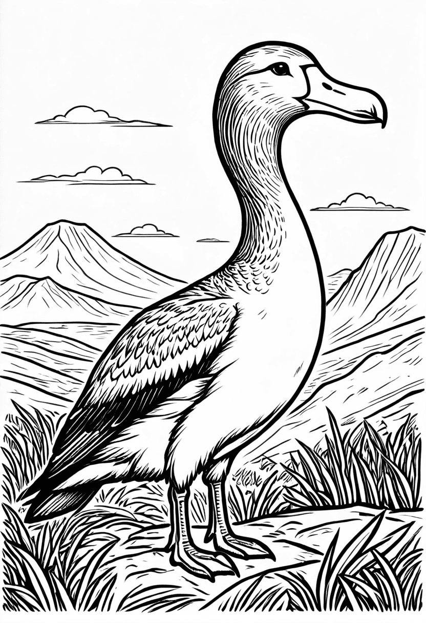 Elegant Duck in Nature — free printable coloring page to download and print