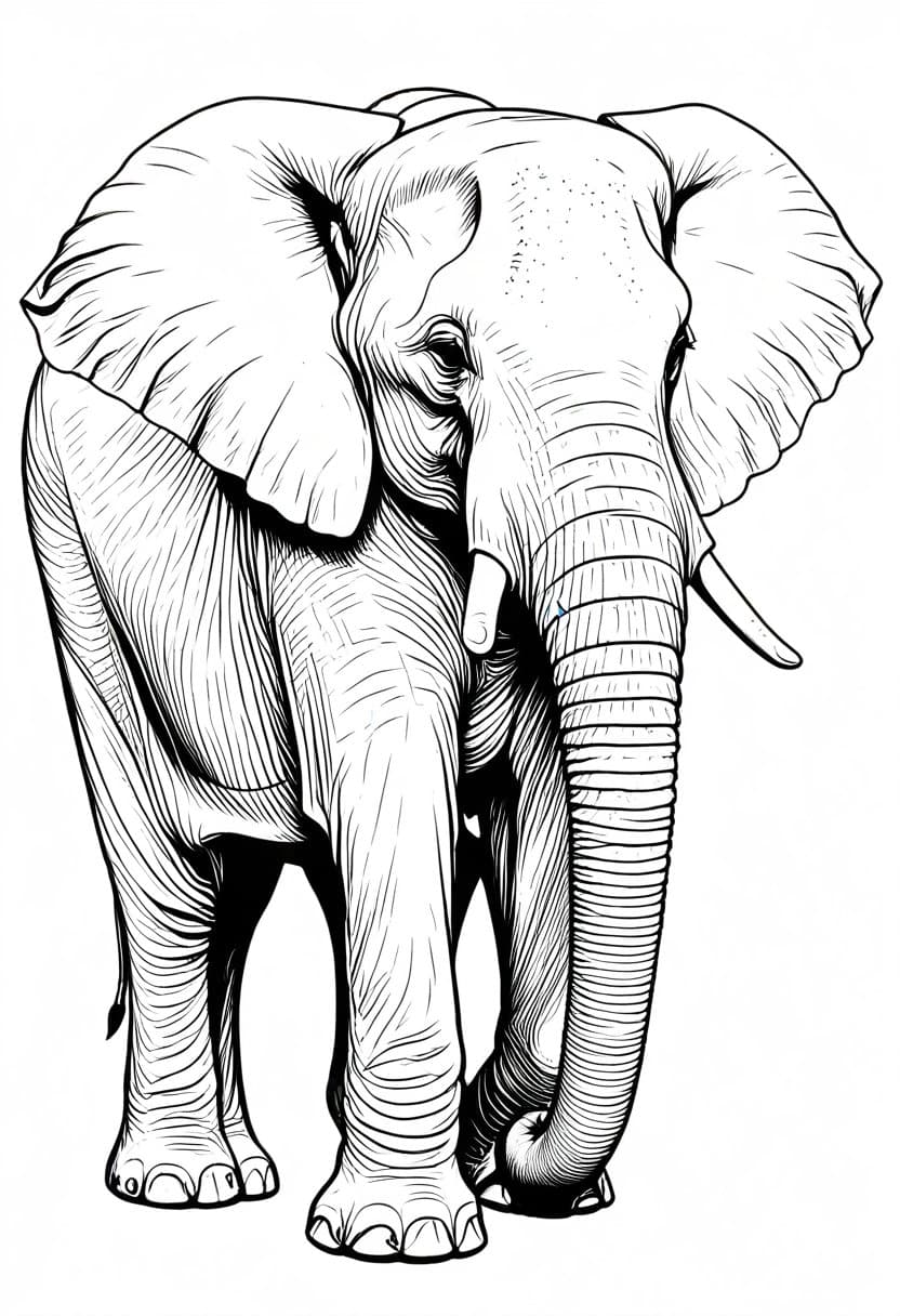Elephants Journey — free printable coloring page to download and print
