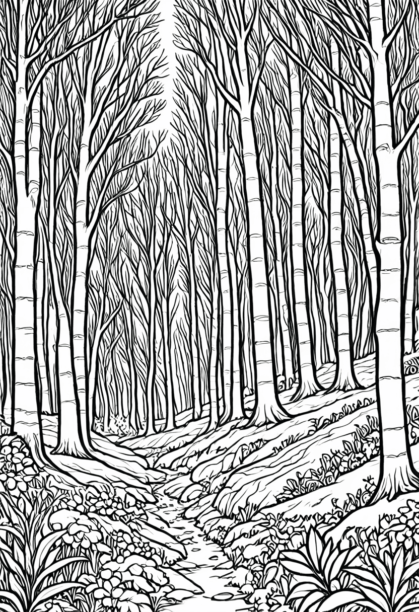 Enchanted Forest Path — free printable coloring page to download and print