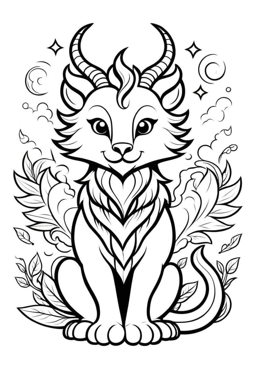 Enchanted Lion — free printable coloring page to download and print