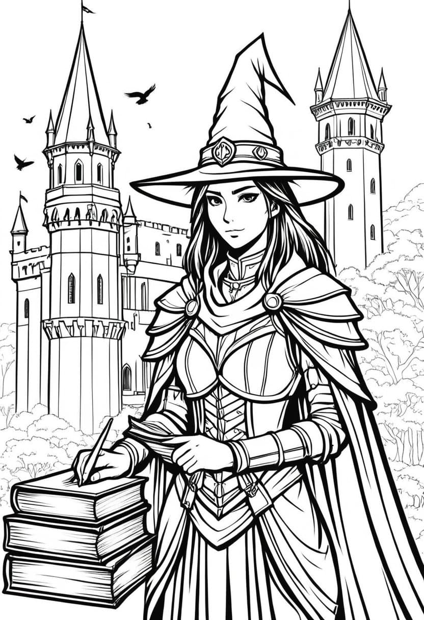 Enchanted Tomekeeper — free printable coloring page to download and print