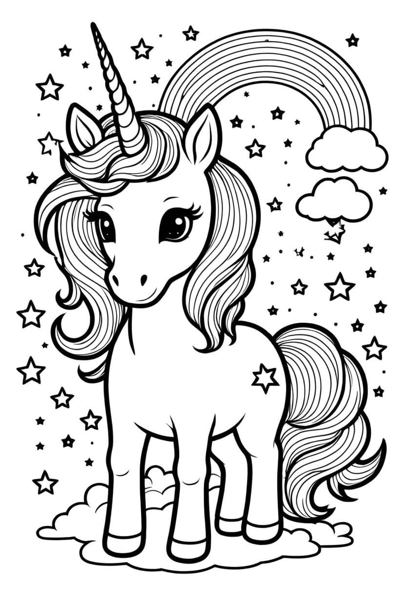 Enchanted Unicorn Dreams — free printable coloring page to download and print