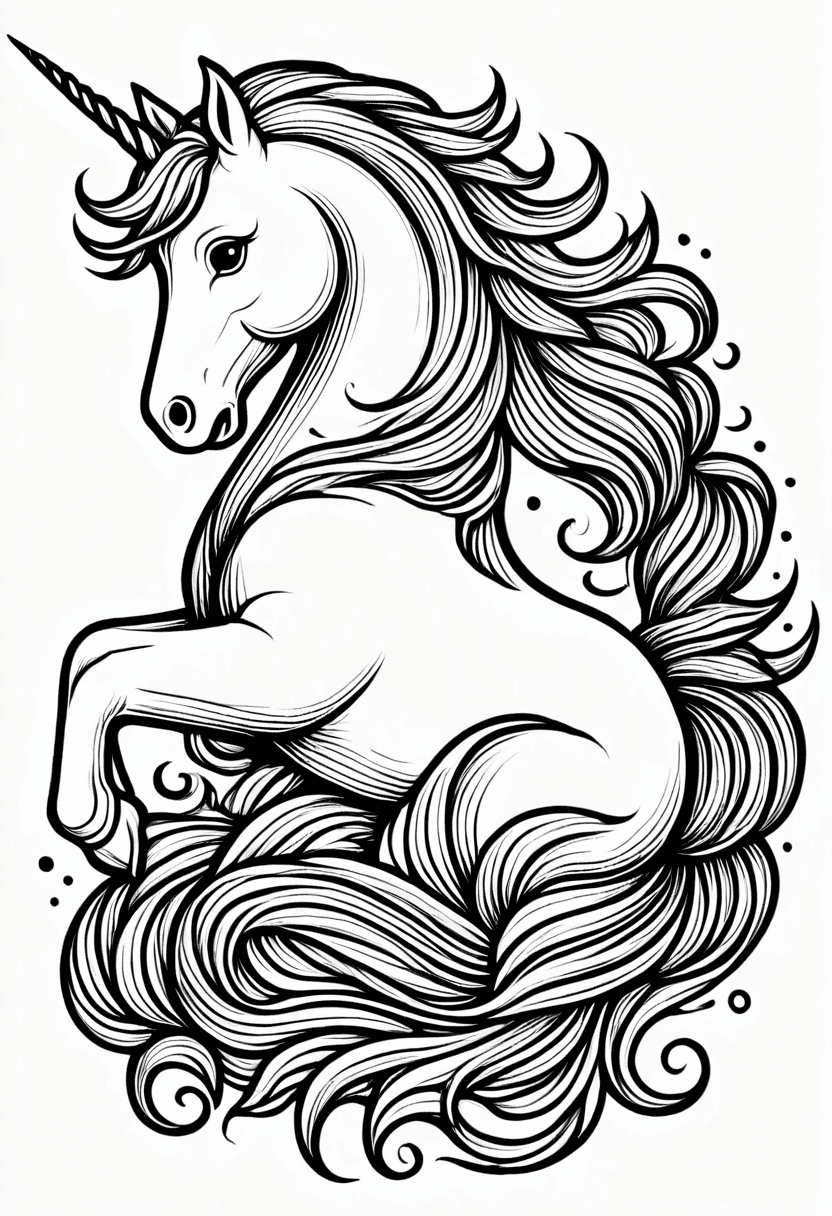 Enchanting Unicorn Design — free printable coloring page to download and print