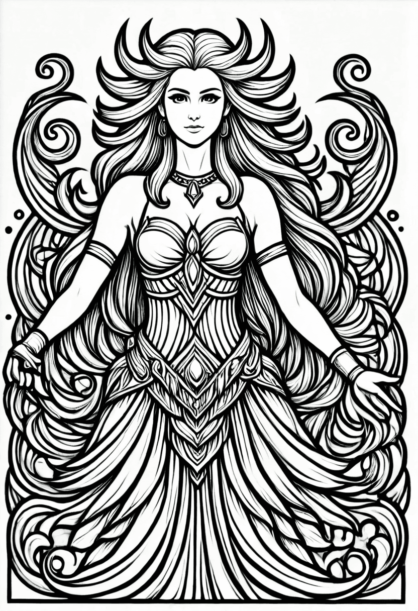 Ethereal Muse — free printable coloring page to download and print