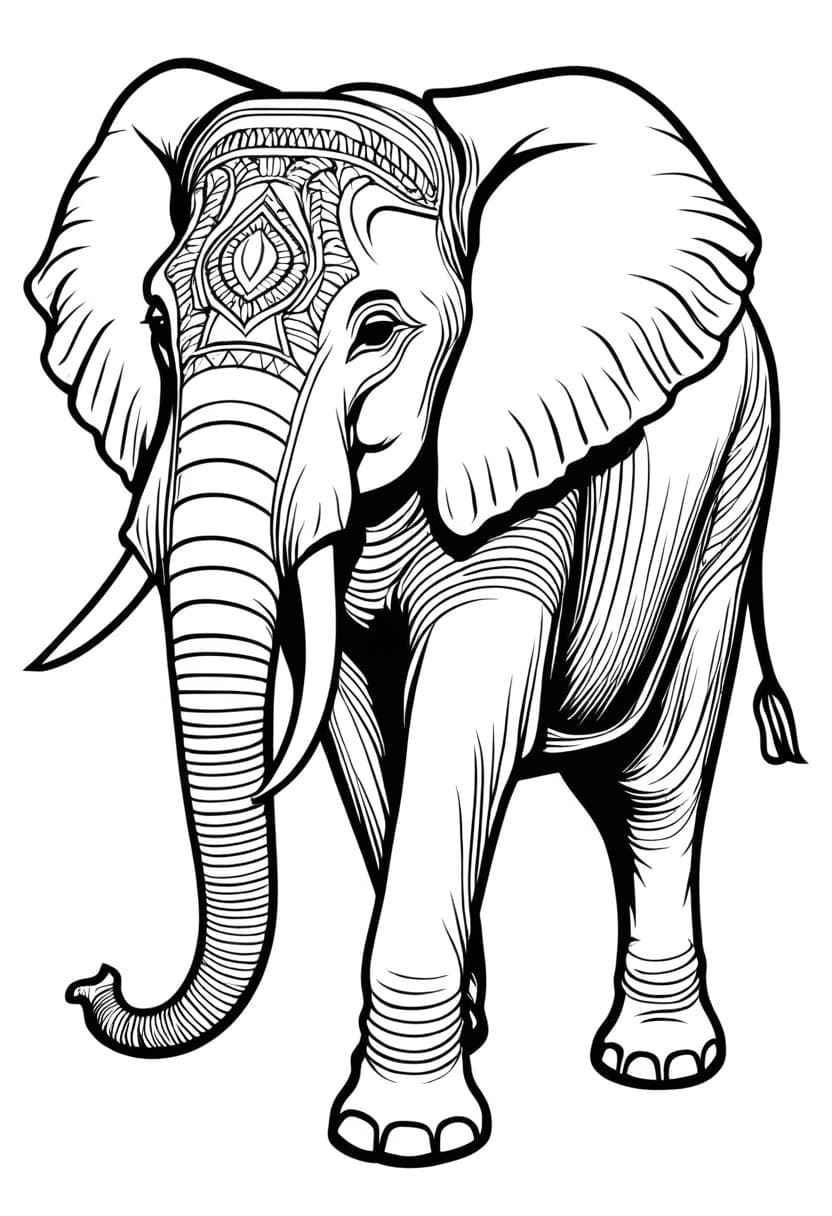 Exotic Elephant — free printable coloring page to download and print