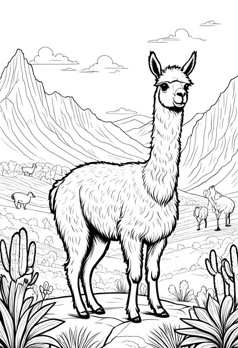 Exploring the Andes — free printable coloring page to download and print