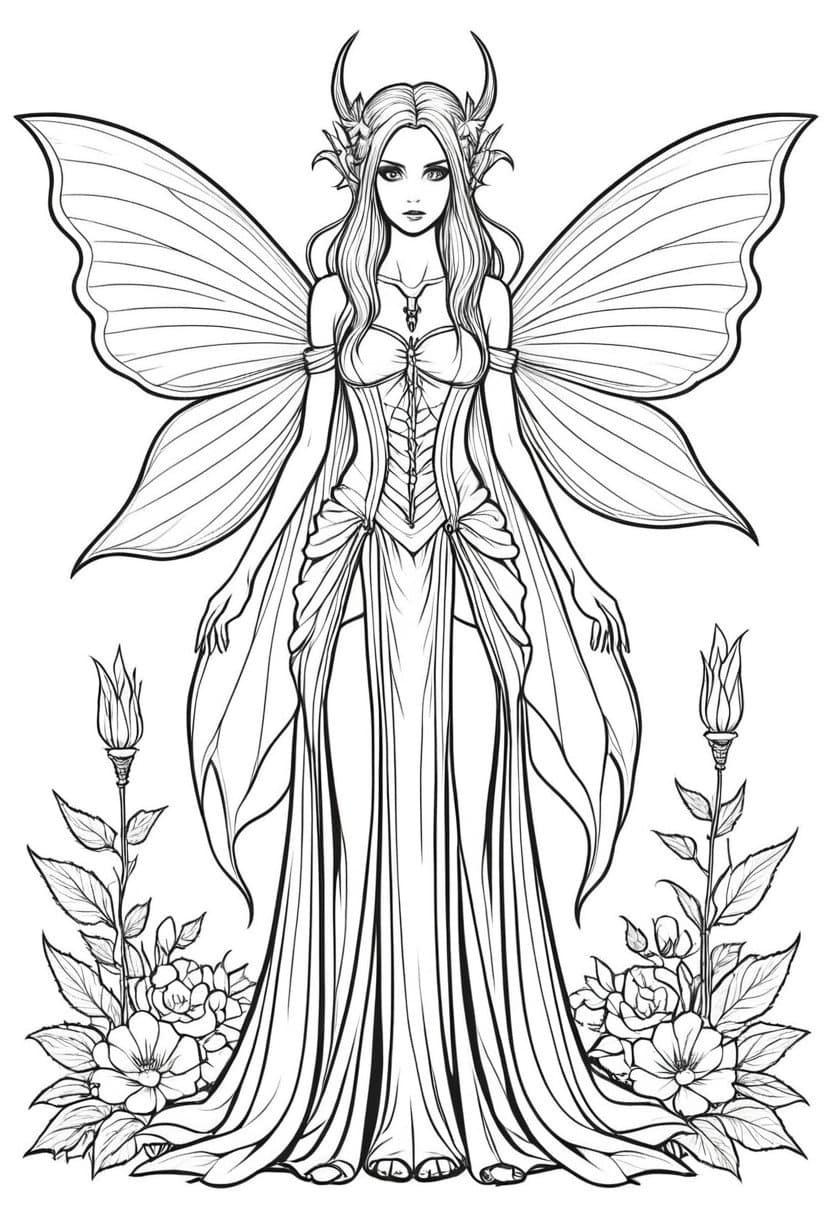 Fairy Queen — free printable coloring page to download and print