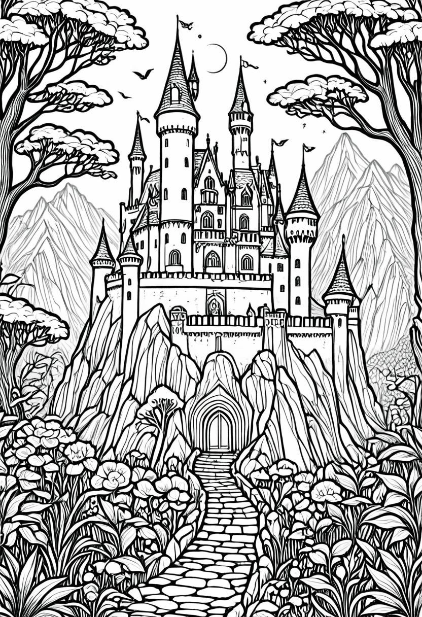 Fairy Tale Castle — free printable coloring page to download and print