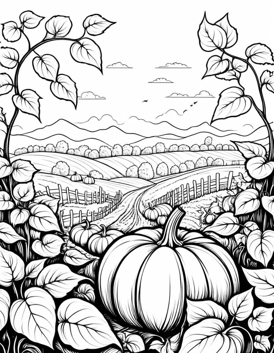 Fall Harvest Pumpkin — free printable coloring page to download and print