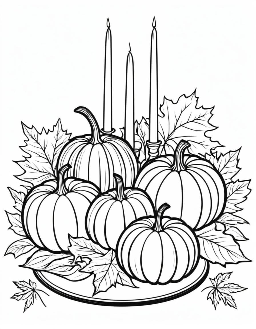 Fall Squash Centerpiece — free printable coloring page to download and print