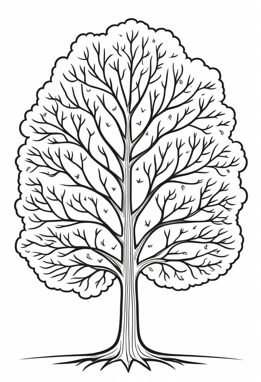 Fall Trees — free printable coloring page to download and print