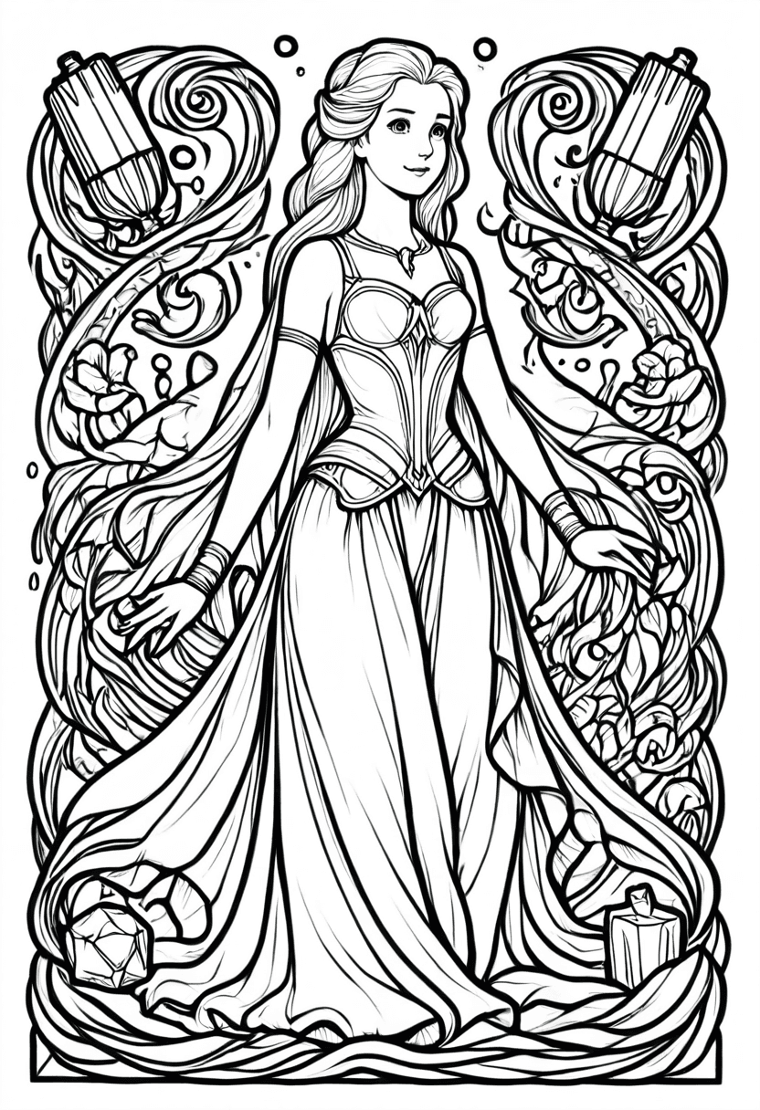 Fantasy Art Princess — free printable coloring page to download and print