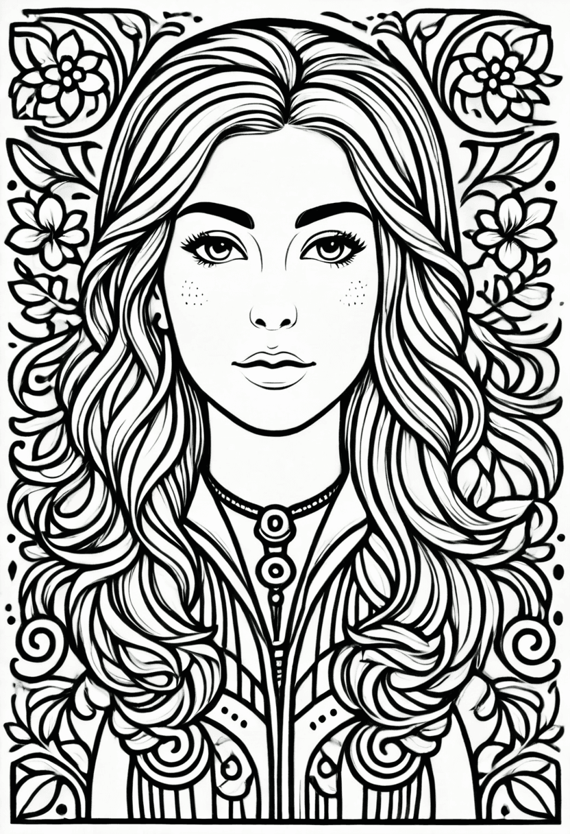 Fantasy Portrait Art — free printable coloring page to download and print