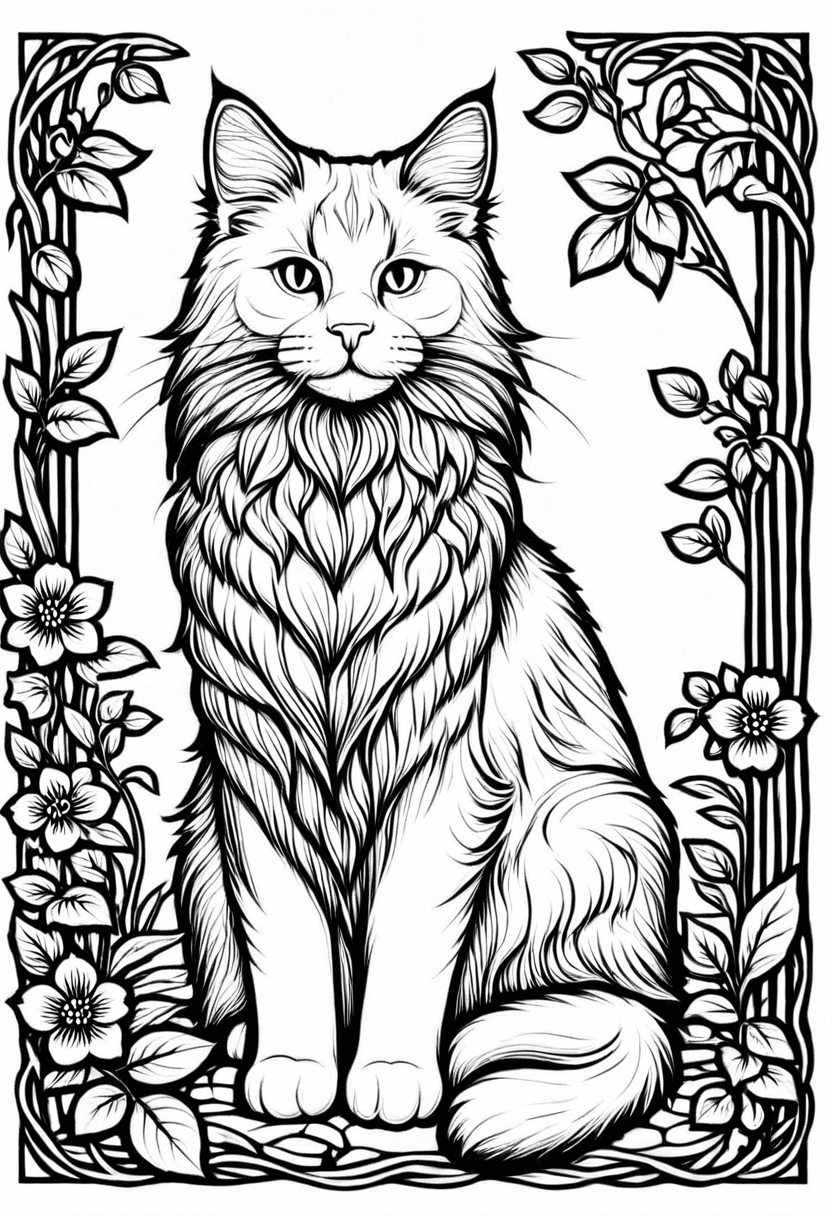 Feline Folklore Art — free printable coloring page to download and print