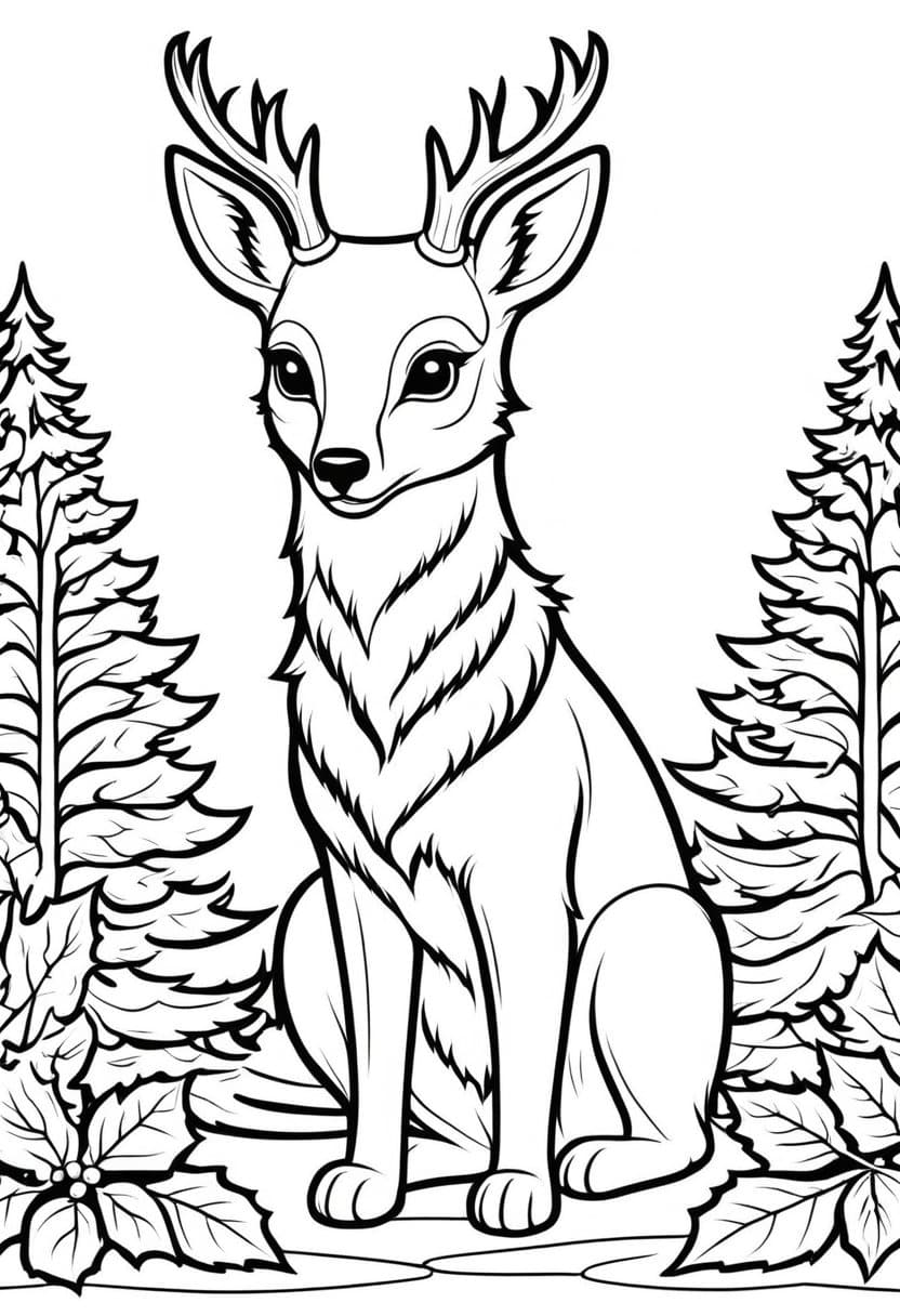 Festive Fawn — free printable coloring page to download and print