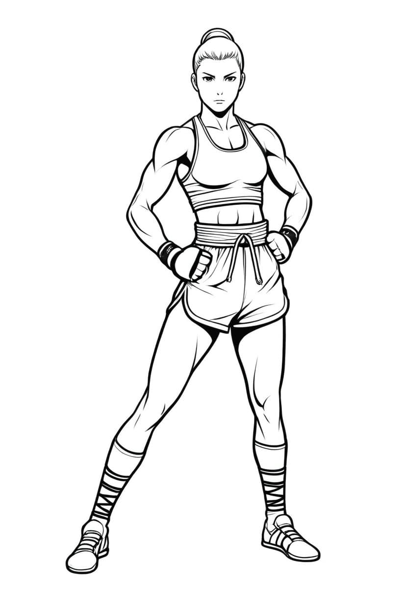 Fitness Fighter — free printable coloring page to download and print
