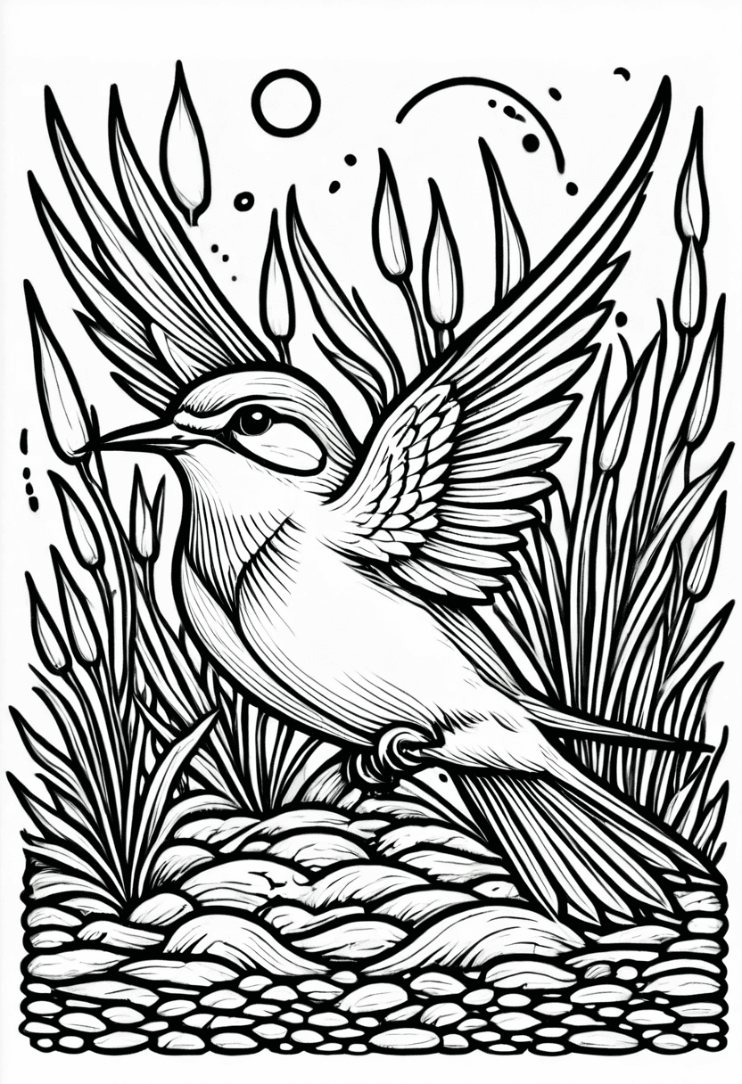 Flamingo Feather Fine Art — free printable coloring page to download and print
