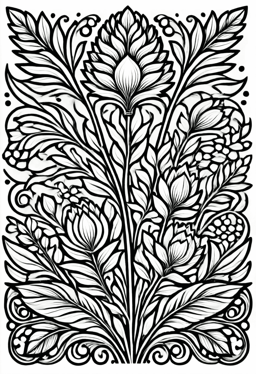 Flora Fantasia — free printable coloring page to download and print