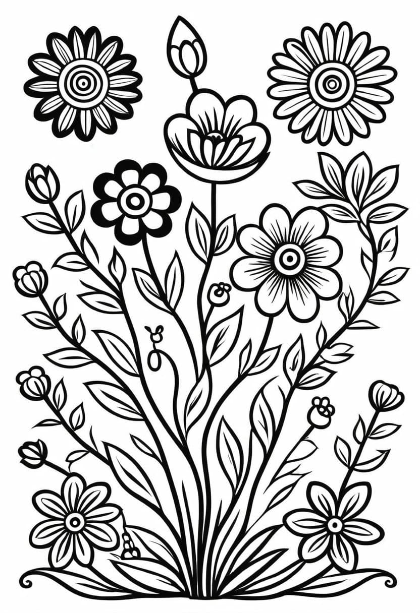 Floral Art — free printable coloring page to download and print