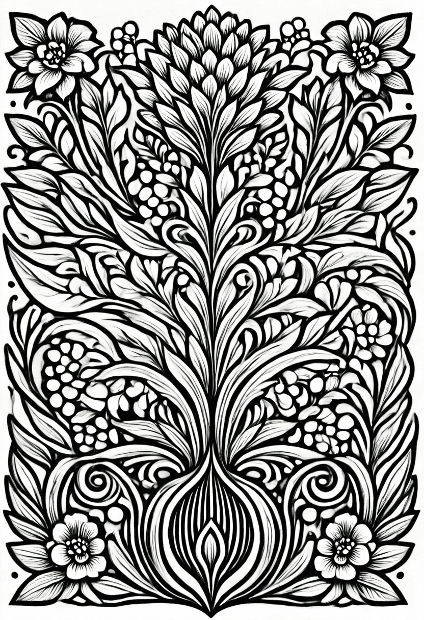 Floral Design Collection — free printable coloring page to download and print