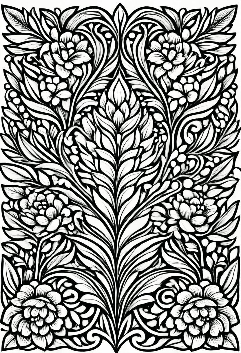 Floral Fantasy — free printable coloring page to download and print