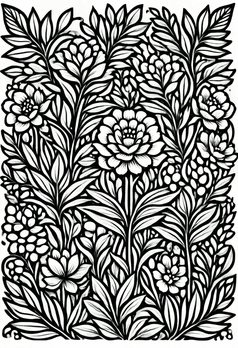 Floral Symphony — free printable coloring page to download and print