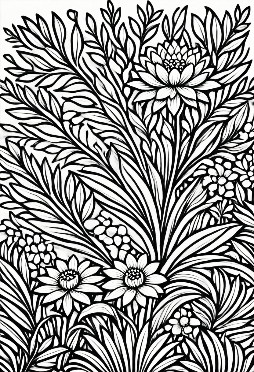 Floral Whimsy — free printable coloring page to download and print