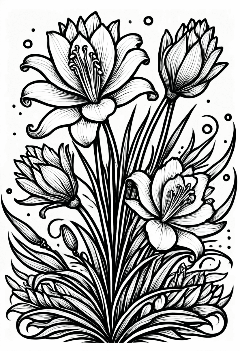 Flower Bliss — free printable coloring page to download and print