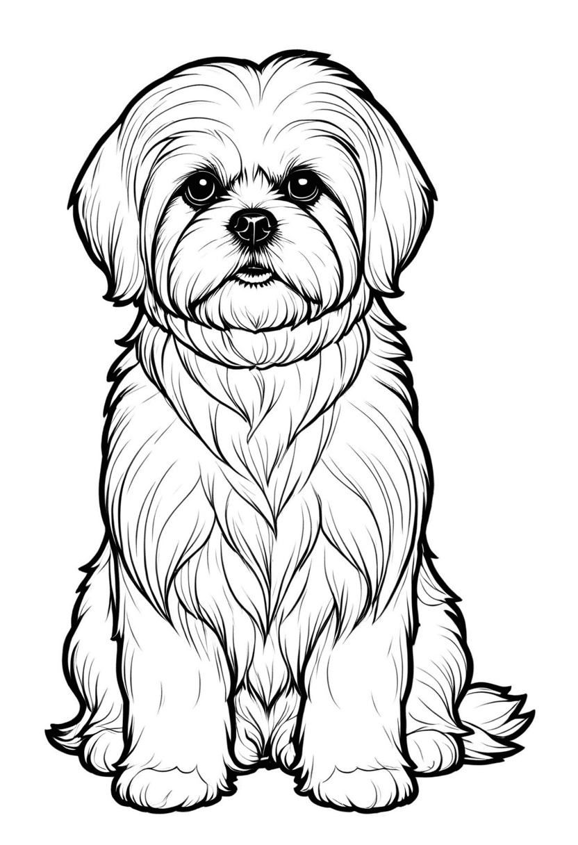 Fluffy Canine Companion — free printable coloring page to download and print