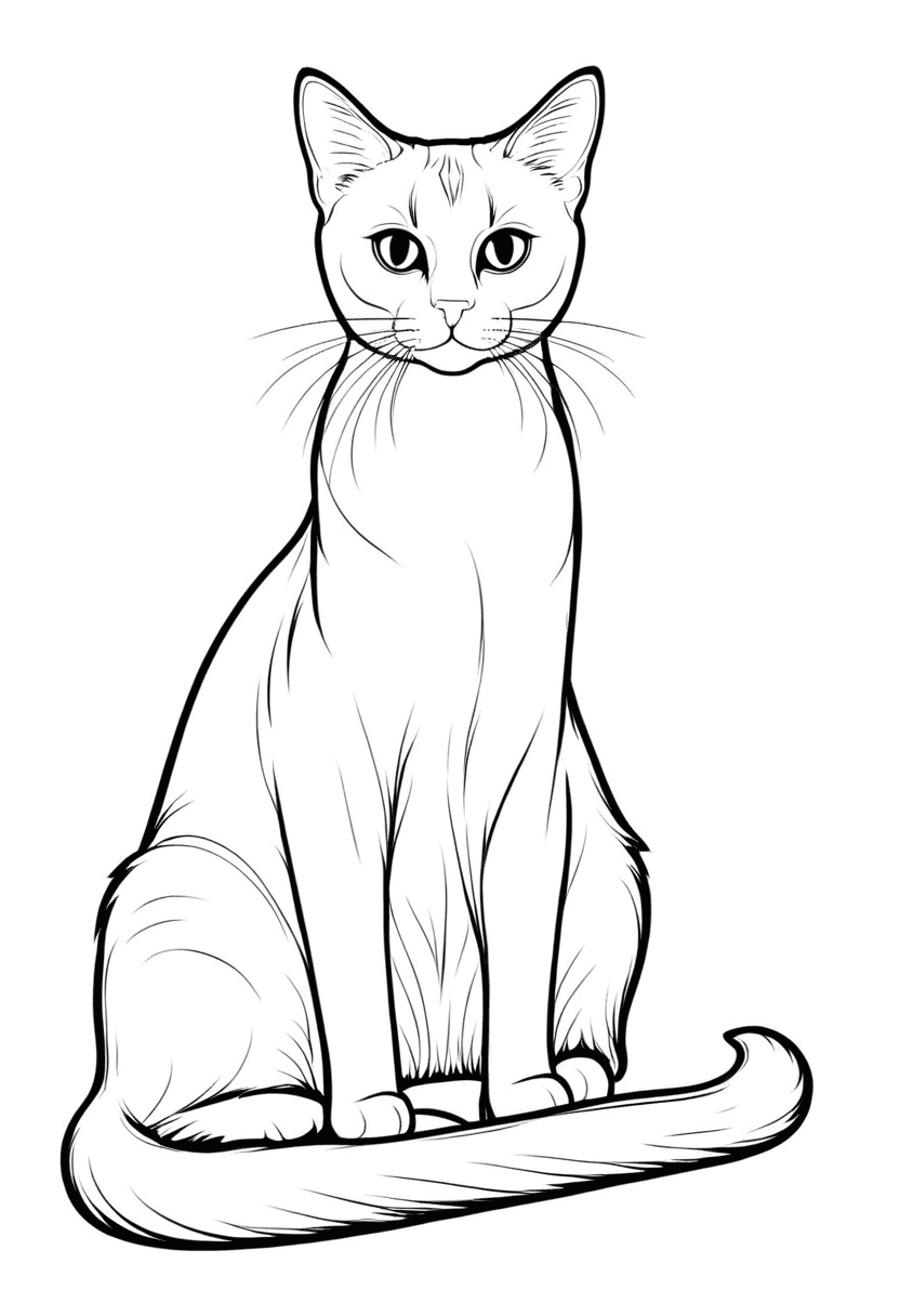 Fluffy Feline Fun — free printable coloring page to download and print