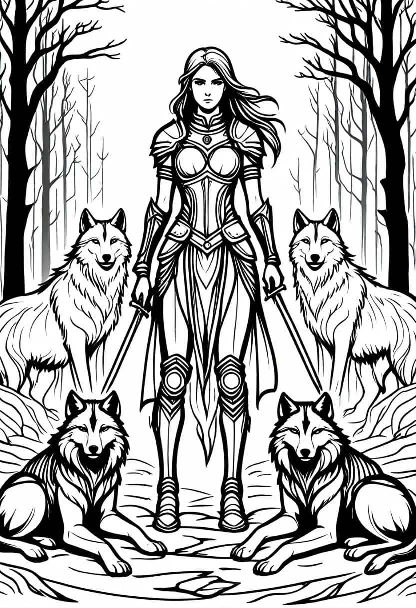 Forest Enchantress — free printable coloring page to download and print