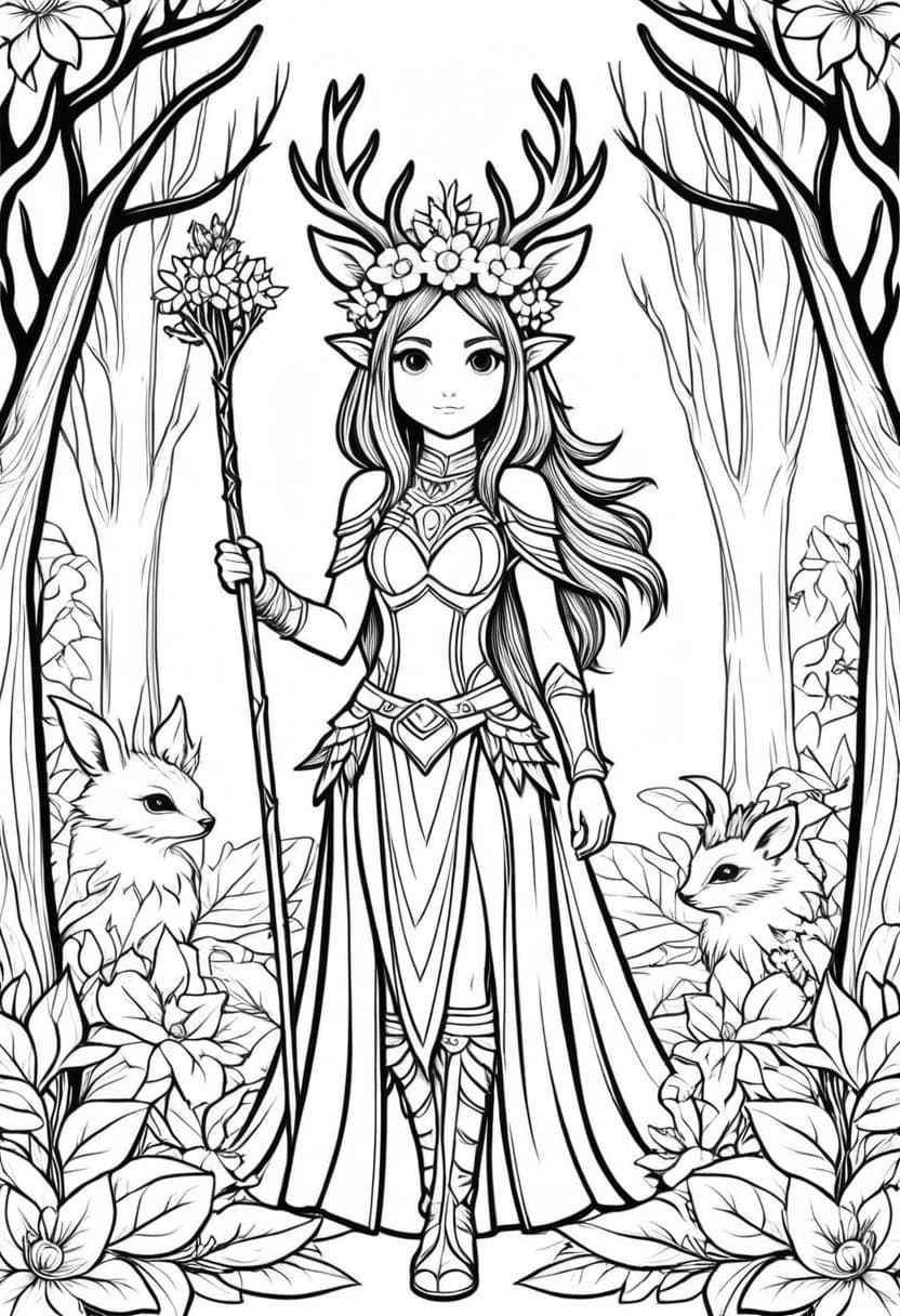 Forest Guardian — free printable coloring page to download and print