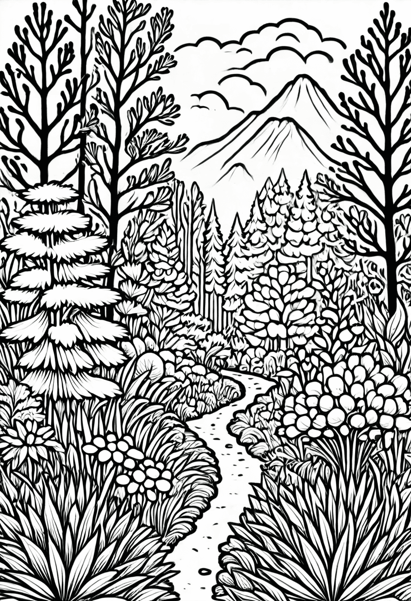 Forest Hiking Trail — free printable coloring page to download and print