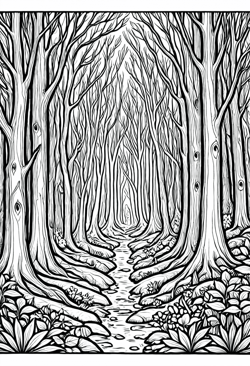 Forest Path — free printable coloring page to download and print