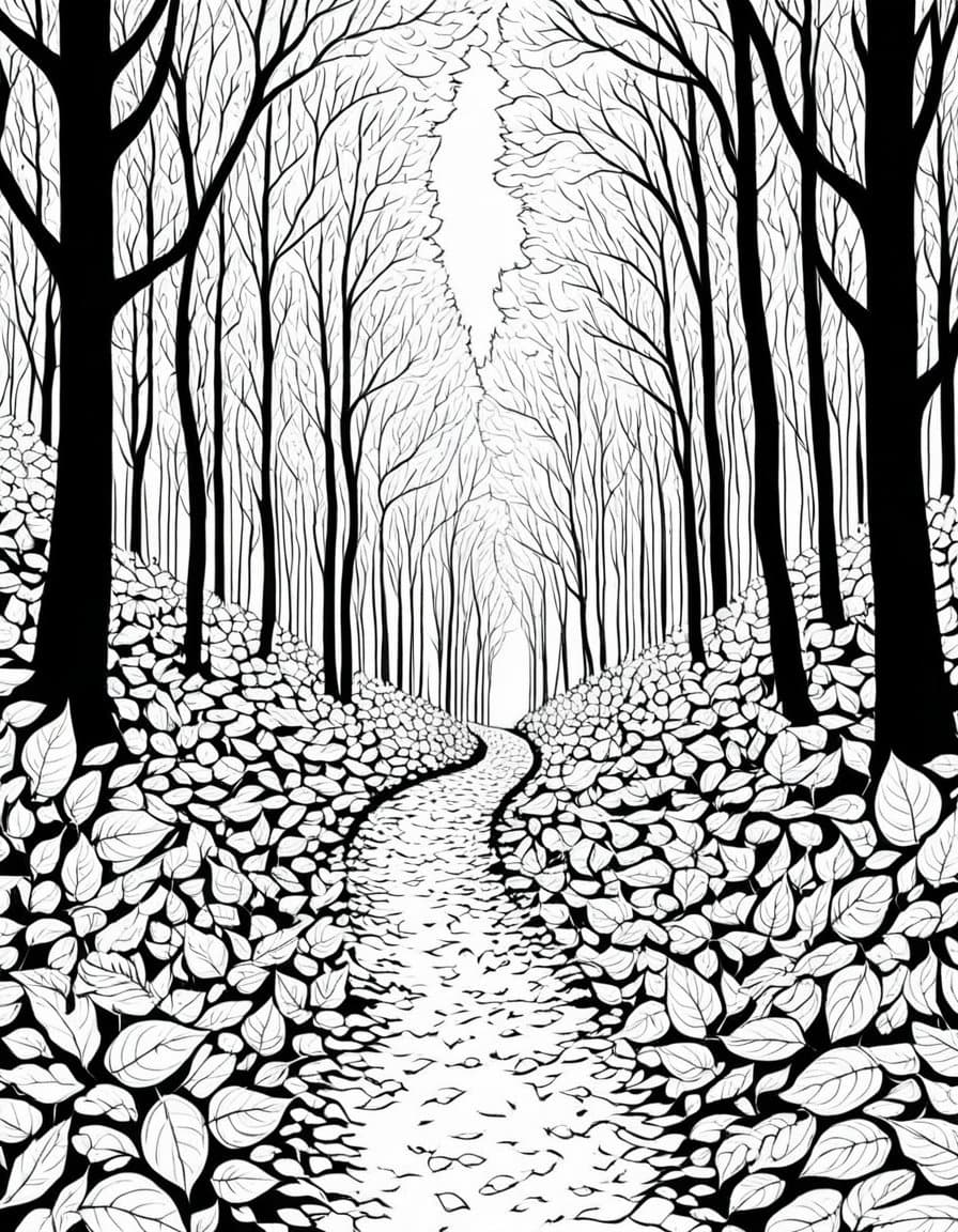 Forest Path Adventure — free printable coloring page to download and print